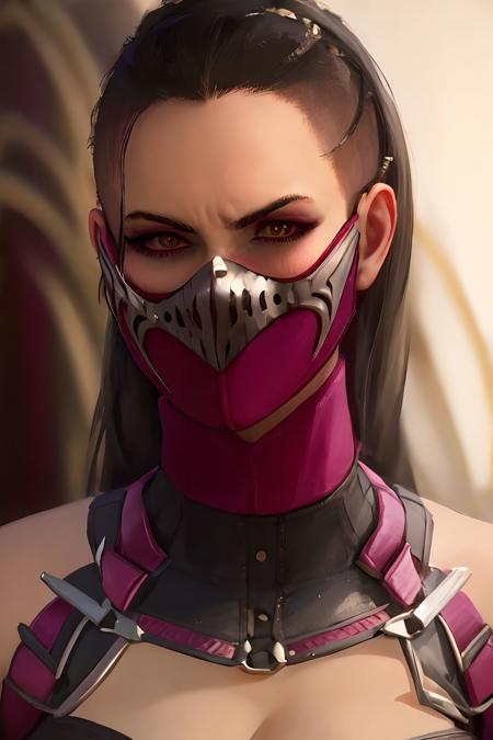 mileena, pink mouth mask