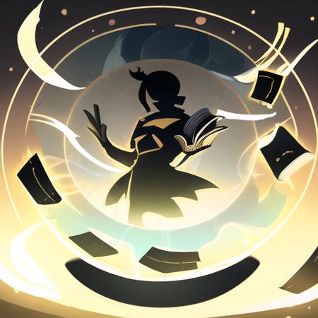 masterpiece,1book silhouette,glowing,floating wind,no humans