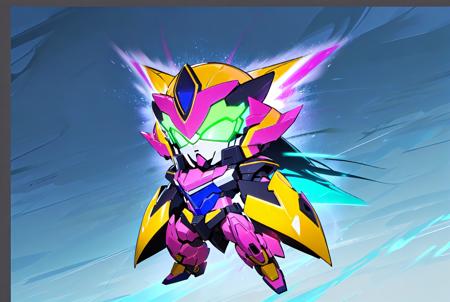 ((masterpiece)), ((chibi)), a ((mecha)) with metallic hues and neon lights,symmetric body, full body, sky background
<lora:mechaDream-v1_lora:1>