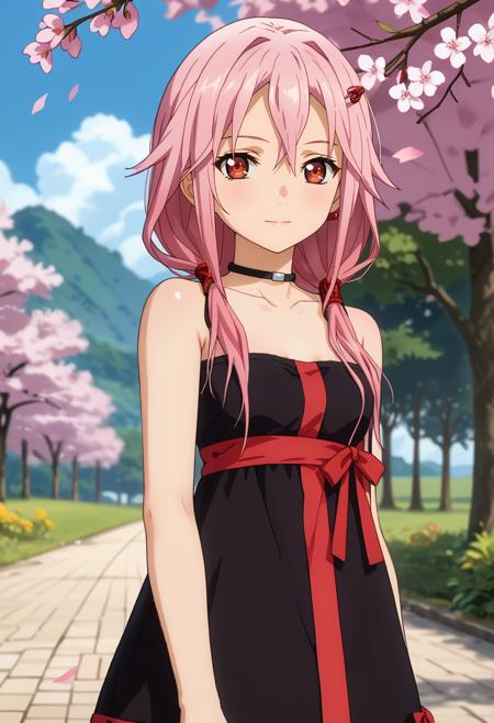 long hair, pink hair, low twintails, hair between eyes, red eyes, hair ornament, hairclip InoriPlugsuit, plugsuit, bare shoulders, multicolored bodysuit, orange bodysuit, red bodysuit, center opening, cleavage, medium breasts, navel, detached sleeves, fingerless gloves, black thighhighs InoriSchool, blazer, red jacket, red bowtie, pleated skirt, green skirt InoriDress, bare shoulders, black dress, black choker, underbust, red ribbon InoriBikini, small breasts, frilled bikini, bow bikini, pink bikini, bow skirt