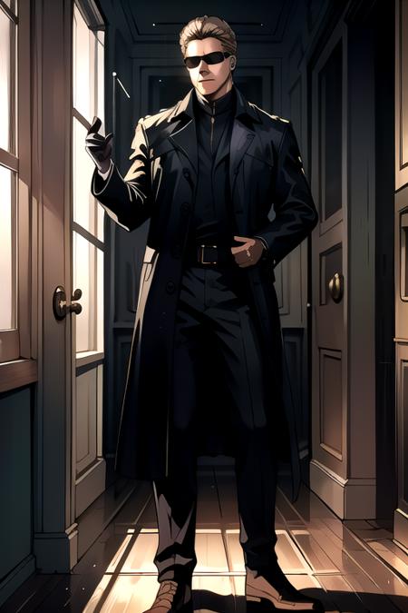 (Albert Wesker:1.4), upper body, highly detailed, highres, extremely detailed, detailed background, perfect eyes, perfect face, high quality, detailed face, anime, best quality, masterpiece, 4k, 8k, absurd resolution, cinematic lights, intricate detail, detailed hands, detailed eyes, animation, illustration, back combed hair, (blonde hair:1.4), combed back, hair back, short hair, comb back hair, (1man), back comb haircut, mature male, looking at viewer, shades, sunglasses, 1boy, black shirt, black trench coat, high definition, sharp focus, <lora:neg4all_bdsqlsz_V3.5:1>, OverallDetail, deep shadow, dimly lit, shade, animification, <lora:dreamlookai_lora_db_bb89d853_ckp_9966b693_step_3000_Wesker:0.7> wesker, <lora:Hiroyuki Kitazume:0.4>, edgQuality, Illust-InstaFilter, <lora:beard_slider_v10:-3>, <lora:gender_slider_v1:-4>, Best_QualityPos, Earth-QualityPos, BodyPositive, slick back hair, <lora:AlbertWeskerRE:0.5> AlbertWeskerRE, <lora:neg_bdsqlsz_V2:1>, <lora:hyperdenoiser_v090:0.6>, <lora:hyperrefiner_v090:0.6><lora:REAlbertWesker:0.6> REAlbertWesker,