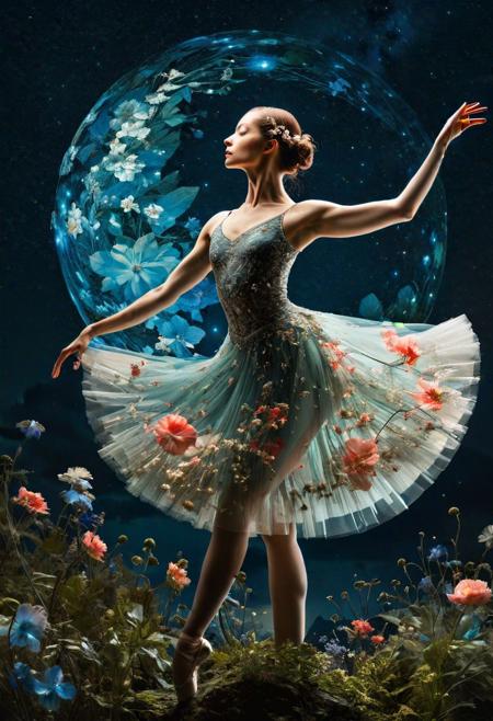 double exposure of ballerina, floral, nature, smooth ceramic, insanely detailed mixed-media collage, by Jeremy Mann, by Erik Johansson, 16k resolution, fine art, sharp focus, photography, dark night sky background, by alphonse mucha, super dramatic light,"
"by Agostino Arrivabene, by Conrad Roset"
"by ernst haeckel, by harry clarke, by victo ngai, by Agnes Cecile"