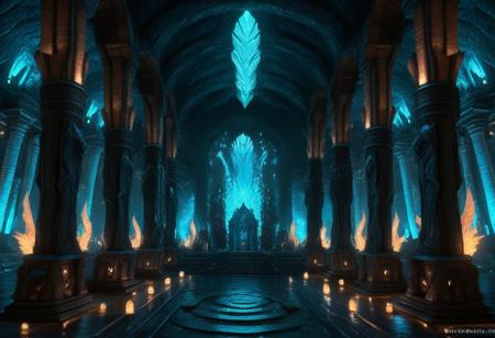 ReptileSkin01_CE_SDXL, epic, masterpiece, highly detailed, absurdres,
dwarven mines in (art deco style:1.5), large columns, very tall indoor space, mystical lighting, point light sources, 
walls made of reptileskin, columns made of reptileskin, decorations made of reptileskin, throne made of reptileskin, forge made of reptileskin, lanterns made of reptileskin, arches made of reptileskin, gates made of reptileskin, pipes made of reptileskin, (glowing light blue:2).