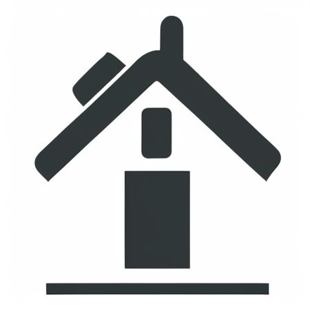 icon of  a house with a chimney and windows with a white background  <lora:icons:1>