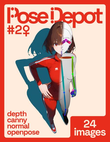[OpenPose + Depth + Canny + Normal] Pose Depot #2F: Hand on Hip Pose Depot #2F