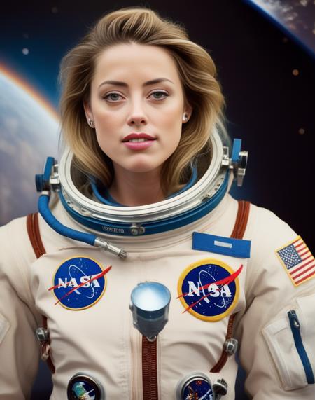 AmberHeard,<lora:AmberHeardSDXL:1>,photo,detailed background, stunning beauty, high quality photo, perfect composition, perfect details and textures, highly detailed, front view, looking at camera, perfect lighting, with an astronaut suit in the space station