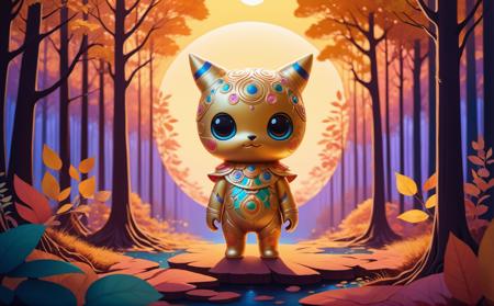 psychedelic style Adorable Kawaii, A captivating scene unfolds where a formidable creature, embodying the essence of both a warrior and a subtle, festive spirit, looms. This being, whose very aura resonates with the hues of sun-kissed gold, stands poised in an elusive forest. Its appearance is an intricate blend of fearsome strength and a strangely inviting charm. Adorned with nature's own ornaments that hint at a seasonal, celebratory theme, it exudes an enigmatic mix of menace and mystery. The setting sun casts a golden glow, accentuating its formidable silhouette against the dense, whispering woods.
, pretty, cute, adorable, kawaii . vibrant colors, swirling patterns, abstract forms, surreal, trippy