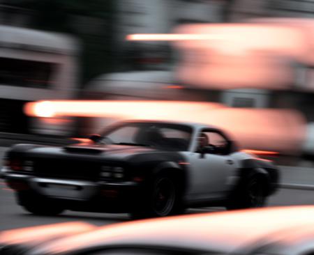 (motion blur, blurry, low shatterspeed:1.2), defocus, anamorphic lenses, flares, highlights, photo of a classic car, a photo by William Berra, featured on flickr, neoism, cinematic backlighting, cinematic backlit lighting, <lora:Prismatia_yiu_v10:0.7>