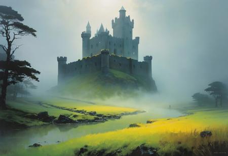 [(mysterious ambiance:1.30) ::0.30], (Castle ruins emerging from a misty moor), [shrouded in ethereal fog: hinting at forgotten tales: 0.75], an image of mysterious allure featuring castle ruins rising from a misty moor. The scene is shrouded in ethereal fog, hinting at forgotten tales and ancient mysteries that add to the haunting beauty of the castle ruins in the misty landscape
[(fusion of dynamic and serene:1.35) ::0.35], (Blending the styles of Bill Sienkiewicz and Liu Ye), [merging bold dynamism with tranquil elegance: creating a harmonious artistic fusion: 0.80], an artwork that fuses the dynamic style of Bill Sienkiewicz with the serene elegance of Liu Ye. The piece merges bold dynamism with tranquil elegance, resulting in a harmonious artistic fusion that captivates with its unique blend of styles