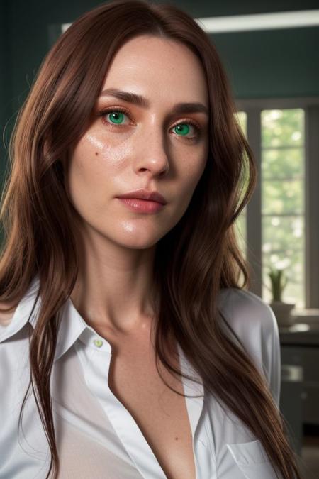 masterpiece, best quality, Ray tracing, hdr, volumetric lighting,
1 girl, white shirt, shirtpull, 
((young)), od, long hair, brown hair, green eyes,
((sperm on face)), 
detailed nipples,
closeup, detailed face, beautiful face, pretty girl