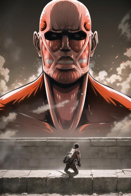 <lora:colossal_titan_v0.1:1>
colossal titan, breaking, destroying wall, debris, upper body,, masterpiece, best quality, highly detailed