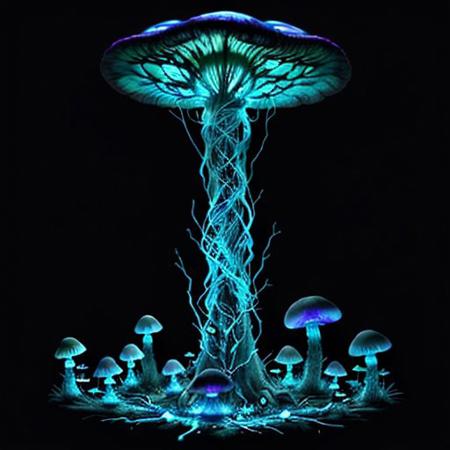Create a 3 minutes video for YouTube about Kleptoparasi King of all Calamities  An eerie mushroom cathedral, its bioluminescent interior casting a soft, ethereal glow. The walls and ceiling are lined with cracked, glowing blue veins that mimic the intricate patterns of shattered glass, hinting at the presence of archaea and bacteria. In the center of this mystical space, a Kleptoparasi is a mixes of archaea/bacteria/mushroom/parasite/fungi a living virse humanoid entity, stands tall with its translucent bioluminescence glass like skin revealing a complex network of neon glowing veins in the same electric blue hue. Its eyes are two piercing dots of light that seem to pulse in sync with the surrounding fungal structure. The creature wears tattered robes made from what appear to be discarded membrane scraps, giving it an otherworldly, yet strangely organic appearance. As it steps into the heart of the cathedral, its veins flare up in a symphony of colorful flames—purple, teal, yellow, green, red, orange, and pink—manifesting its Kleptoparasitism Striker form. Its hands are now engulfed in a fiery dance of multiple hues, each flame representing a different type of energy stolen from various hosts. The parasite's posture is one of determination, its eyes focused on the horizon of the mushroom forest beyond, symbolizing its relentless pursuit of new life to infect and adapt to. The scene is a mesmerizing blend of beauty and horror, showcasing the delicate balance of life