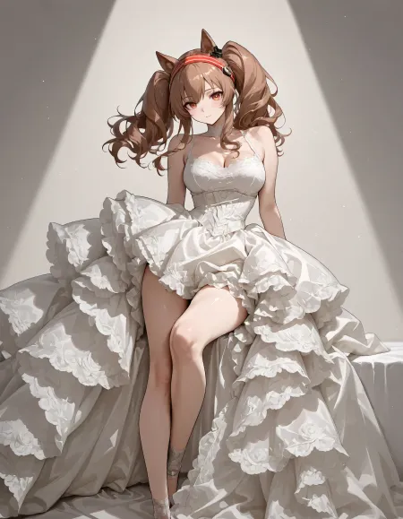 Frilled High-Low Lace Wedding Dress