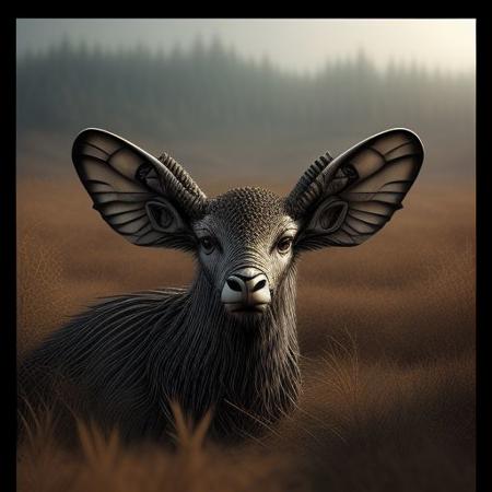 OverallDetail, rim light, gl0ssy_vray_8k, Extremely intricate, epic background, gigantic, masterpiece, 8k resolution, otherworldy animal, amazing, different angles, front view, faraway view, from below, matte black, gilding