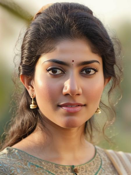 ultrarealistic hires close up photo of a 30-year-old sai pallavi woman, outdoors, realistic skin texture, looking looking at camera, high collar intricate (salwar_kameez_chunni:1.2), beautiful bokeh background <lora:Sai_Pallavi_SDXL_LoRA-000003:1>