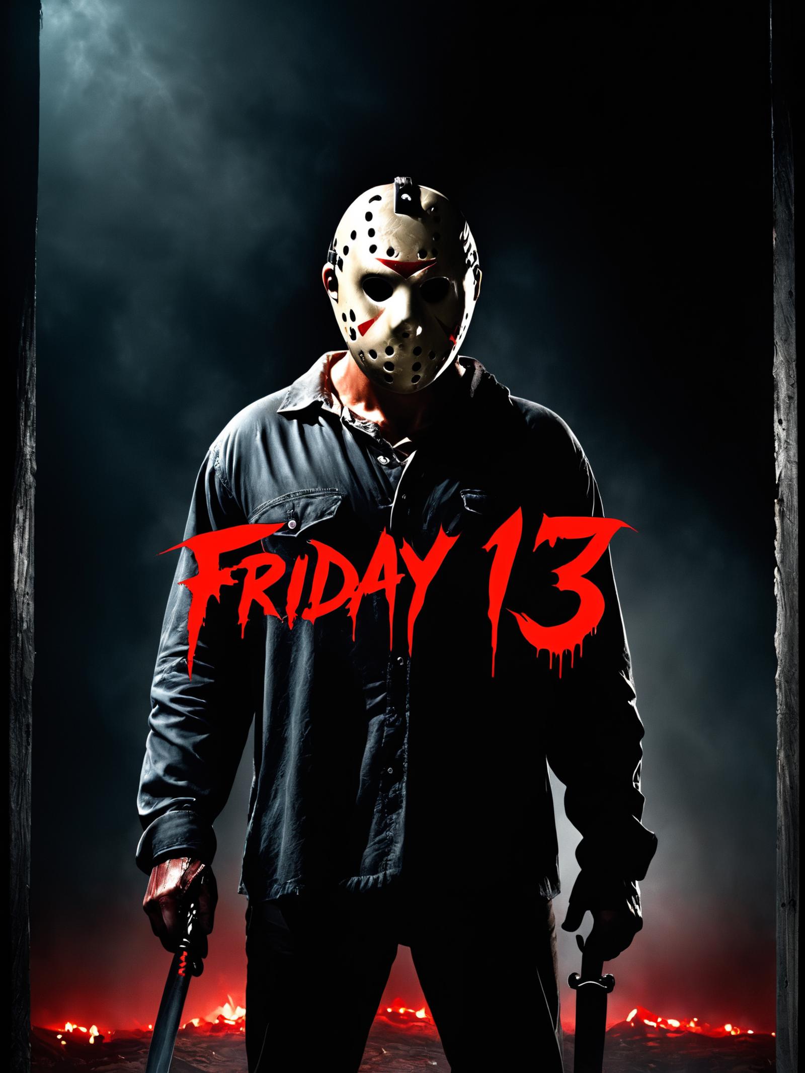 Friday the 13th Horror Movie Poster with a Masked Killer