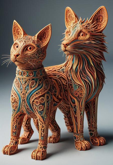 WhiteMold
award winning 3d printingillustration of a funky toydog and a funky toy cat, intricate details, beautiful composition