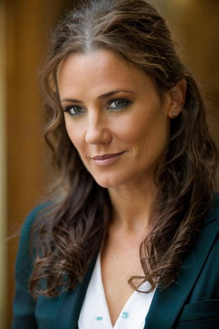 <lora:Orla_Brady:1> masterpiece, best quality, detailed face,, 1girl, solo, o1873b, brown_eyes, realistic, brown_hair, long_hair, posing, dark teal business suit, restaurant