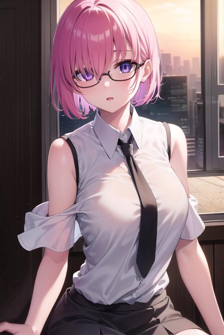 mashkyrielight, <lyco:mashkyrielight-lyco-nochekaiser:1>, 
mash kyrielight, glasses, hair between eyes, hair over one eye, (purple eyes:1.1), pink hair, short hair,
BREAK hood, shirt, collared shirt, white collar, black shirt, necktie, red necktie, sleeveless, off shoulder,
BREAK looking at viewer,
BREAK indoors, classroom,
BREAK <lyco:GoodHands-beta2:1>, (masterpiece:1.2), best quality, high resolution, unity 8k wallpaper, (illustration:0.8), (beautiful detailed eyes:1.6), extremely detailed face, perfect lighting, extremely detailed CG, (perfect hands, perfect anatomy),