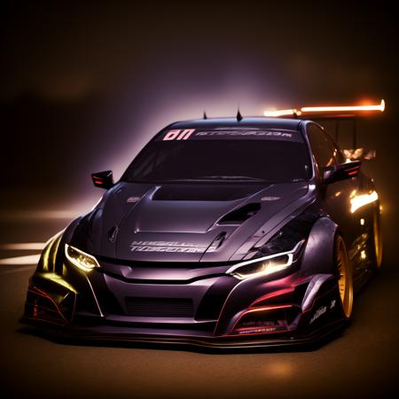 photo A Car, [Nissan|Toyota] Drift Spec, midnight (MidnightDrift style:1) <lora:djzMidnightDrift:0.8)