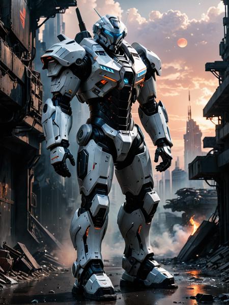 (full_body:1.1),a male mecha warrior,(white AND black armor:1.1),background of post-disaster ruins,extremely detailed futuristic aliens,Sci-fi Air Earth,(depth of Field:0.8),Dust particles,dim light,an atmosphere of war and death,the sky dyed red with blood and fire,
score_9,score_8_up,score_7_up,(8k,RAW photo,best quality, masterpiece:1.2),<lora:zavy-cntrst-sdxl:0.9>,physically-based rendering,tyndall effect,surface reflection,scientific discoveries,pastel colors,scifi,streamlined,<lora:add-detail-xl:1>,