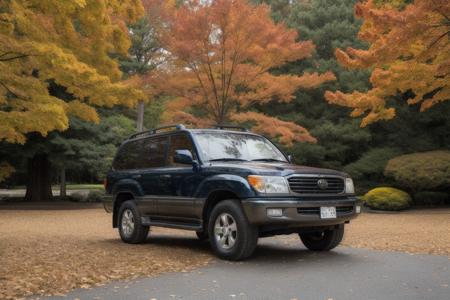 LANDCRUISER , parked in front of a japanese pagoda, fall weather, ultra wide angle, masterpiece, award winning, sunset, beautifully detailed fall foliage, cinematic lighting, style-autumn:1.0, sharp focus, smooth, intricate details, 8k wallpaper, trending on artstation     <lora:LANDCRUISER:0.8>