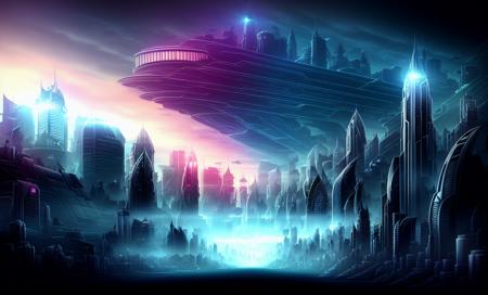 By danmumford extremely epic illustration portrait of a city skyline