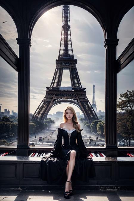 (best quality),((masterpiece)),(highres), (extremely detailed 8K wallpaper),(panorama:1.5)outdoors (imid shot:0.95),(imid shot,macro shot:1.25), Eiffel Tower
((((dramatic))), (((gritty))), (((intense))) film poster featuring a young woman as the central characterA shot with tensionVisual impact,giving the poster a dynamic and visually striking appearance,
She stands confidently in the center of the poster, wearing a stylish and edgy outfit, with a determined expression on her face,   The background is dark and gritty, with a sense of danger and intensity, The text is bold and attention-grabbing, with a catchy tagline that adds to the overall feeling of drama and excitement
1girlA woman is sitting gracefully next to the base of the Eiffel Tower, her fingers dancing across the keys of a grand pianoShe is positioned with perfect posture, sitting up straight on a cushioned bench, with her feet resting confidently on the pedalspiano
As she plays, the sound of the piano resonates in the open space, carrying across the bustling city of ParisPassersby pause to listen, mesmerized by the beautiful music filling the air
The dress gives her figure an hourglass shape and flows elegantly to the ground, (blonde hair:1.1)
shadows, darkness, rays of light, reflections, mist, smoke, halos, flickering, contrast, layered colors
Mafia Stylelow-key, high-profile, trendy, traditional, classic, violent, luxurious, elegant, mysterious, majestic
The Godfather's Imagehandsome, charming, charismatic, ruthless, commanding, tall, strong, mysterious, wise, full of stories
Italian Mafia Stylefashionable, classic, luxurious, delicate, traditional, romantic, shrewd, wise, pitiless, full of emotions
Mafia Film Light and Shadow Styledark, gray, black and white, vivid colors, contrast, reflections, shaky camera
The scene is framed by the iconic Eiffel Tower in the background, which stands tall and proud, its iron beams reaching up to the skyThe lighting is soft and warm, casting a golden glow over the woman and the piano, while the tower is softly illuminated in the background