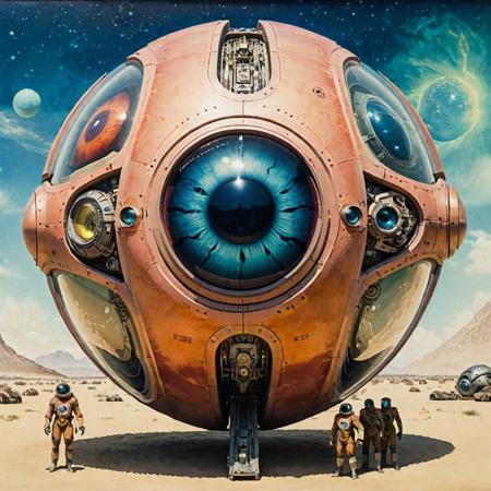 ((Anthotype +Aquatint print):1,5)Interstellar civilization, colorful future world, mysterious, ((super science-fiction alien mechanical giant eyeball monster)), mechanical monster body dense mechanical eye, crystal clear, (war machine), high-tech, super sci-fi visual feast space, sci-fi, mystery, sci-fi, surreal, UHD, HDR, 5D, 8K resolution, pixel perfect, perfect ultra-fine detail, Mysterious
