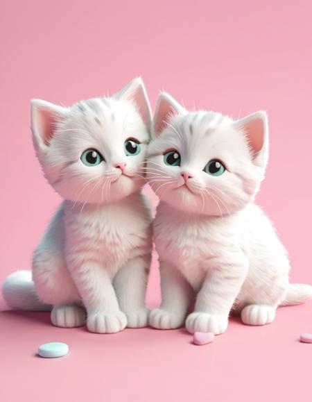 Two marshmellow kitten in love pastel colors, detailed, 8k, <lora:add-detail-xl:1>,  <lora:LoFiPastel:1>