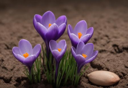Growing Flowers The seeds of the crocus flower germinate and bloom into flowers symbolizing ideas and solutions