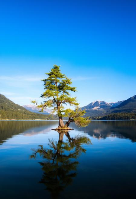 outdoors, sky, day, water, blue sky, tree, no humans, scenery, nature, reflection, forest, blue theme, mountain, lake, reflective water