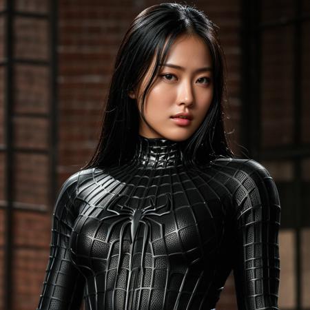 score_9, score_8_up, score_7_up, best quality, realistic, masterpiece, beautiful detail, hyperrealistic, ((1girl, woman body, big breasts)), amazing detailed full body of a cute korean girl, cute face, wearing a realistic and highly detailed black raimi spider-man suit, ((defined muscular girl)), professional model wears ultra - detailed black raimi spider - man suit, ultra - detailed and grained black raimi spiderman suit, suit covered entire body and hand, black spiderman gloves, wet, (confused face), close up, octane render, highly detailed, volumetric, dramatic lighting, (highest quality:1.1), (HDR:1.3), (top quality, best quality), realistic, high definition, masterpiece, 8k, best quality, best illumination, best shadow, an extremely delicate and beautiful, finely detail, depth of field, classic, highres, perfect lighting,