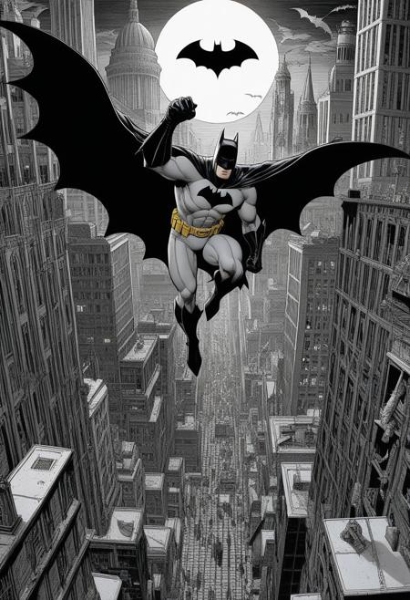 Centered, Incredibly Detailed Accurate Picture Of A Comic Cover Of Batman, as if drawn from the works of M.C. Escher