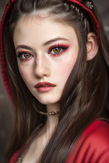 (Award Winning Photo:1.3) of (Ultrarealistic:1.3),(Energetic:1.3) a young woman in red robe, epic, intricate details, hyperdetailed, (close up:0.5) <lora:Mackenzie Christine Foy_Deliberate_Lora:1>,(by Artist WLOP:1.3),Highly Detailed,(Cybergoth Art:1.3),(close portrait:1.3),(Feminine:1.4),(beautiful:1.4),(attractive:1.3),handsome,calendar pose,perfectly detailed eyes,studio lighting,thematic background