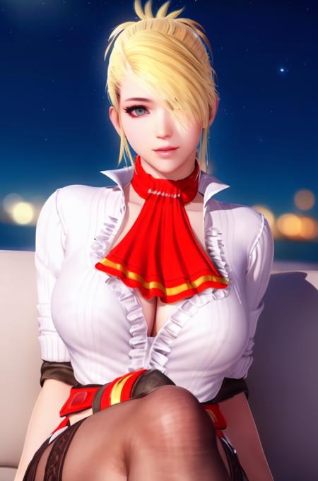 (Night:1.7), Cyberpunk_CityView, Before Window,
sitting at attention,sitting on couch,
white shirt,gloves,red scarf,cape,ribbed_sweater,
<lora:Miss_Spencer_rumble_roses-KK77-V1:0.8>,jewelry,earrings,<lora:DOA5LR_NUDE_MOD-KK77-V1:0.1>
blonde_hair,blue_eyes,
1 girl, 18yo,Young female,Beautiful Finger,Beautiful long legs,Beautiful body,Beautiful Nose,Beautiful character design, perfect eyes, perfect face,
looking at viewer, (innocent_big_eyes:1.0),(expressionless:1.3),
NSFW,official art,extremely detailed CG unity 8k wallpaper, perfect lighting,Colorful, Bright_Front_face_Lighting,
(masterpiece:1.0),(best_quality:1.0), ultra high res,4K,ultra-detailed,
photography, 8K, HDR, highres, absurdres:1.2, Kodak portra 400, film grain, blurry background, bokeh:1.2, lens flare, (vibrant_color:1.2)
(Beautiful,large_Breasts:1.4), (beautiful_face:1.5),(narrow_waist),