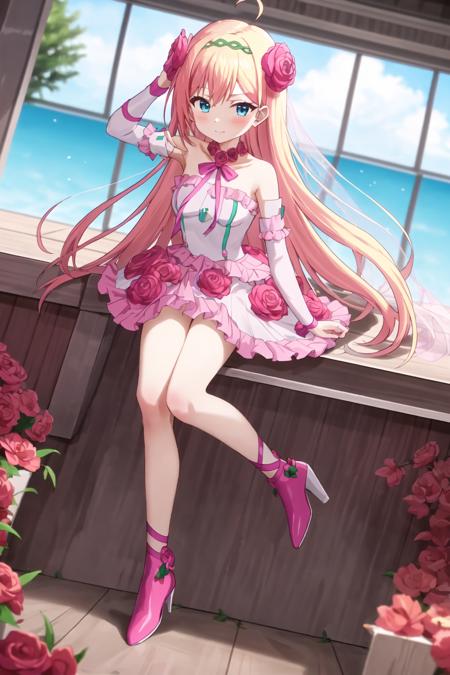 rionesu high heels pink footwear hair ornament hairband hair flower thorns