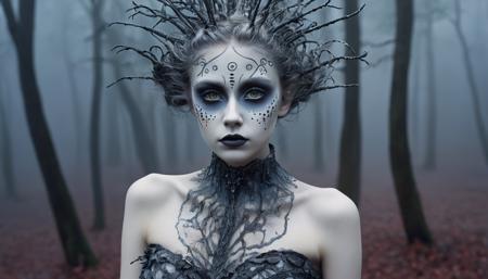 dreamscape, full body photo of a 18yo girl, heavy make up, well-litt, , model face, by tim burton,
surreal, ethereal, dreamy, mysterious, fantasy, highly detailed