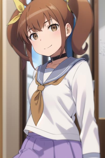 kanaokurusu, <lora:kanao kurusu s2-lora-nochekaiser:1>,
kanao kurusu, brown hair, ribbon, twintails, (brown eyes:1.5), hair ribbon, ahoge, smile, grin,
BREAK skirt, school uniform, serafuku, shirt, white shirt, grey sailor collar, grey skirt, pleated skirt, neckerchief, pink neckerchief,
BREAK indoors, classroom,
BREAK looking at viewer, (cowboy shot:1.5),
BREAK <lyco:GoodHands-beta2:1>, (masterpiece:1.2), best quality, high resolution, unity 8k wallpaper, (illustration:0.8), (beautiful detailed eyes:1.6), extremely detailed face, perfect lighting, extremely detailed CG, (perfect hands, perfect anatomy),