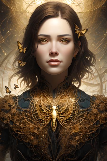 8k portrait of beautiful cyborg with brown hair, intricate, elegant, highly detailed, majestic, digital photography, art by artgerm and ruan jia and greg rutkowski surreal painting gold butterfly filigree, broken glass, (masterpiece, sidelighting, finely detailed beautiful eyes: 1.2), hdr, (detailed background window to a new dimension, plants and flowers:0.7) <lora:more_details:0.5> infinity, infinite symbol, DeepJourney
 <lora:DeepJourney:1>