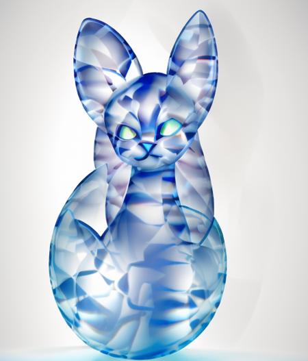 <lora:IbisCrystal:0.9> a translucent cat made of crystal, white background