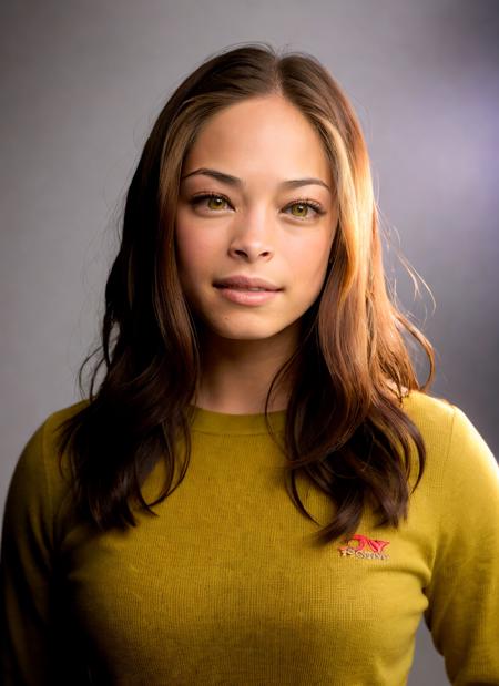 portrait of Kristin Kreuk, bashful , wearing workwear , with dirty blonde Beachy waves , background hen house epic (photo, studio lighting, hard light, sony a7, 50 mm, matte skin, pores, colors, hyperdetailed, hyperrealistic), <lyco:Kristin Kreuk:1.1>