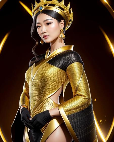 (goldstyle:0.85), (pov eyes),a (pov shot) of (a beautiful Chinese woman:1.2) in ((Black color Short bob with a tapered crown hairstyle)) wearing a  golden head covering,