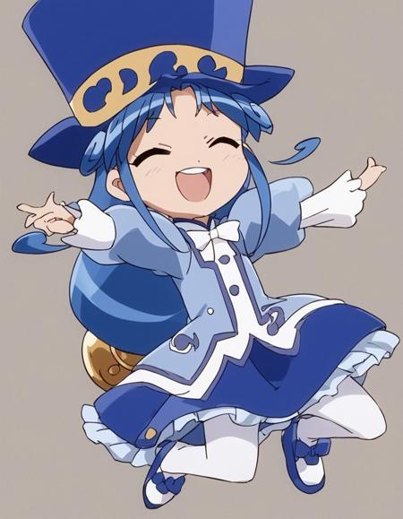 rein, 1girl, solo, blue hair, long hair, green eyes,  rein, 1girl, solo, hat, blue hair, top hat, long hair, pantyhose, green eyes, white pantyhose, skirt, smile, open mouth, low-tied long hair, bow,