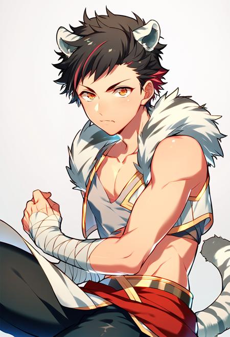 Tetora Nagumo, multicolored hair, black hair, yellow eyes 