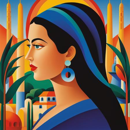 vector art, style of Tarsila do Amaral Newton, flat color
