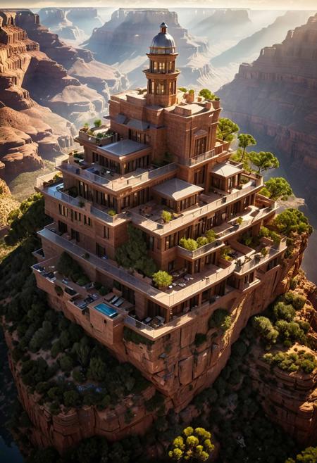 (The colonial city of the future, in the mist-filled Grand Canyon, on an unknown Earth-like planet, 2 moon on sky, Spaceship flight connects colonies:1.3), (Richard Meier:1.2), (Mario Botta:1.3), (avant-garde, future, reality, science fiction, photorealistic), (modern architecture:1.2), 
(Large Files, Ultra Realistic, 8K, 16k, FHD, HD, VFX, Perfect, Photography, composition, Architecture Sales Photography, Architecture Competition, Ultra High Resolution, Cinematography, High Resolution Image:1.1), (dramatic lighting, direct sunlight, ray tracing, clear shadow:1.2),  (real landscape:1.1), (blurred background:1.0), (urban background, more_details) ,
great lighting, clear, hillscastel, treehouse