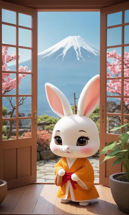 cinematic still A chibi anthro bunny girl monk in a tranquil 1960s dojo, an open door framing a picturesque view of Mount Fuji surrounded by a vibrant flower garden. She wears traditional monk robes with flowing sleeves, striking a graceful and dynamic pose. Her long, floppy bunny ears, big round eyes, and small twitching nose exude charm, while her barefoot stance emphasizes her connection to nature. The serene atmosphere contrasts beautifully with her energetic presence . emotional, harmonious, vignette, 4k epic detailed, shot on kodak, 35mm photo, sharp focus, high budget, cinemascope, moody, epic, gorgeous, film grain, grainy, (masterpiece), (best quality), (ultra-detailed), A chibi anthro bunny girl monk in a tranquil 1960s dojo, an open door framing a picturesque view of Mount Fuji surrounded by a vibrant flower garden. She wears traditional monk robes with flowing sleeves, striking a graceful and dynamic pose. Her long, floppy bunny ears, big round eyes, and small twitching nose exude charm, while her barefoot stance emphasizes her connection to nature. The serene atmosphere contrasts beautifully with her energetic presence, illustration, disheveled hair, detailed eyes, perfect composition, moist skin, intricate details, earrings, pixel-art A chibi anthro bunny girl monk in a tranquil 1960s dojo, an open door framing a picturesque view of Mount Fuji surrounded by a vibrant flower garden. She wears traditional monk robes with flowing sleeves, striking a graceful and dynamic pose. Her long, floppy bunny ears, big round eyes, and small twitching nose exude charm, while her barefoot stance emphasizes her connection to nature. The serene atmosphere contrasts beautifully with her energetic presence . low-res, blocky, pixel art style, 8-bit graphics, A chibi anthro bunny girl monk in a tranquil 1960s dojo, an open door framing a picturesque view of Mount Fuji surrounded by a vibrant flower garden. She wears traditional monk robes with flowing sleeves, striking a graceful and dynamic pose. Her long, floppy bunny ears, big round eyes, and small twitching nose exude charm, while her barefoot stance emphasizes her connection to nature. The serene atmosphere contrasts beautifully with her energetic presence, creative, positive, romantic, relaxed, beautiful, glowing, intricate, highly detailed, cinematic, singular, very inspirational, lovely, wonderful, cute, epic, stunning, sharp focus, brilliant, colorful, deep colors, amazing, cool, fabulous, symmetry, complex, elegant, awesome