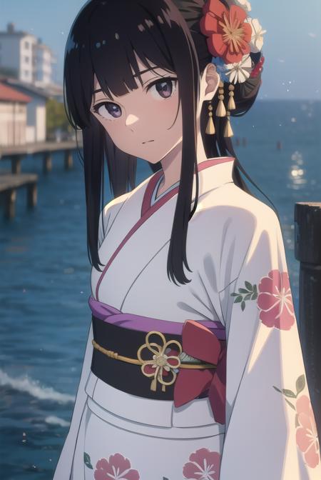 anzuhanashiro, <lyco:anzuhanashiro-lyco-nochekaiser:1>, 
anzu hanashiro, long hair, bangs, black hair, sidelocks, blunt bangs, (black eyes:1.5),
BREAK hair ornament, flower, japanese clothes, kimono, sash, obi, yukata,
BREAK looking at viewer,
BREAK outdoors, festival, fireworks,
BREAK <lora:GoodHands-vanilla:1>, (masterpiece:1.2), best quality, high resolution, unity 8k wallpaper, (illustration:0.8), (beautiful detailed eyes:1.6), extremely detailed face, perfect lighting, extremely detailed CG, (perfect hands, perfect anatomy),