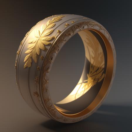 masterpiece, best quality, octane render, hdr,
no humans, simple background, black background, grey background, depth of field, gradient background,
(ring), silver, intricate detail, (small gold leaf) in ring, 
<lora:ElderRing:1>